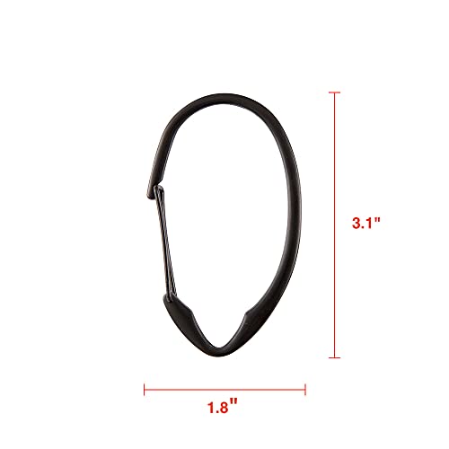 Shower Hooks - Shower Curtain Rings for Bathroom - Rust Proof Shower Curtain Hooks for Shower Curtain or Liner - Set of 12, Matte Black - color: Black