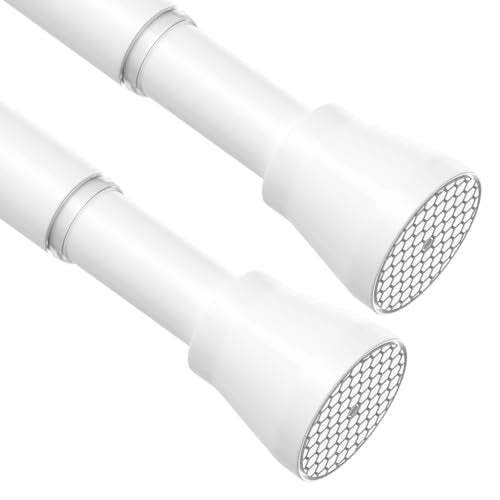 Spring Tension Curtain Rods Shower Curtain Rods 28-49" White 2-Pack | No drill, non-slip, rust-resistant. 7/8" diameter. Versatile for windows, doors, bathroom, closet. Easy install. - color: White, size: 28" to 49"-2Pcs