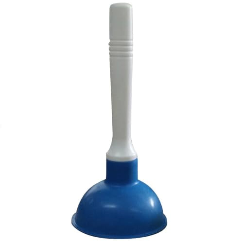 NewFerU Drain Plunger, Small 4-Inch Sink Clog Remover, Mini Hand Unclogger | Rubber Cup Plumber Helper, Force Tiny Compact Tool with 9 inch Short Handle for Kitchen Bathroom, Toilet, Shower, Bath Tub - color: Blue