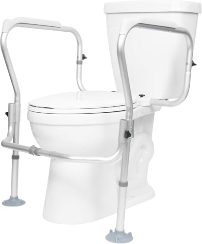 Vive Toilet Safety Rail Frame - Toilet Grab Bars for Elderly, Disabled | Assist Support Rails with Padded Handles - Stand Alone for Bathroom - Adjustable Non Slip for Adults, Seniors, Handicapped