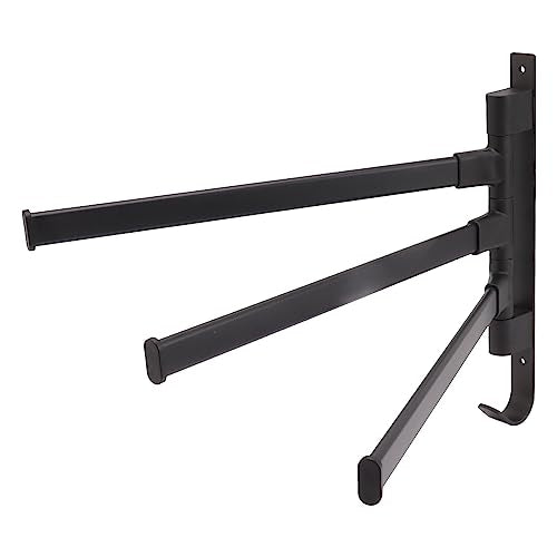 Swivel Towel Rack, Wall Mounted Aluminum Matte Back Towel Bar, Towel Holder with Bottom Hook and Multi Arms for Coats, Clothes, Handbags, Umbrellas(3 Rods) - color: 3 Rods
