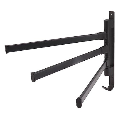 Swivel Towel Rack, Wall Mounted Aluminum Matte Back Towel Bar, Towel Holder with Bottom Hook and Multi Arms for Coats, Clothes, Handbags, Umbrellas(3 Rods) - color: 3 Rods