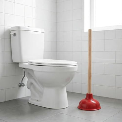 18-inch Toilet Plunger; Heavy-Duty Rubber Ring; Long Wooden Handle; Suitable for unclogging Toilets, drains, Sinks, etc. (2pc) - size: 2pc