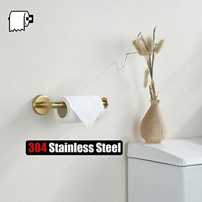 JQK Gold Toilet Paper Holder, 5 Inch Tissue Paper Dispenser, 304 Stainless Steel Thick 0.8mm Wall Mount, Brushed Brass, 2 Pack, TPH120-BG-P2 - color: Gold, size: Knob(2 Pack)