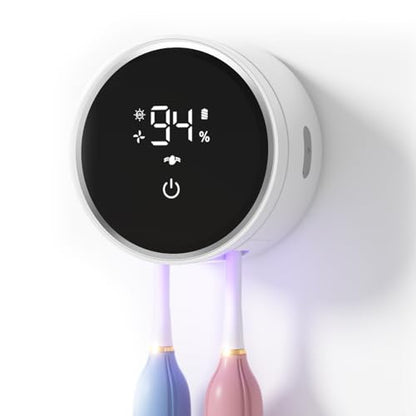 Toothbrush Sanitizer and Holder, Toothbrush Holders for Bathroom, Tooth Brush Wall-Mounted Cleaner Organizer with Auto-Inductive Cover, Air Drying Fits Most Electric, Manual and Kids’ Toothbrushes - size: Standard