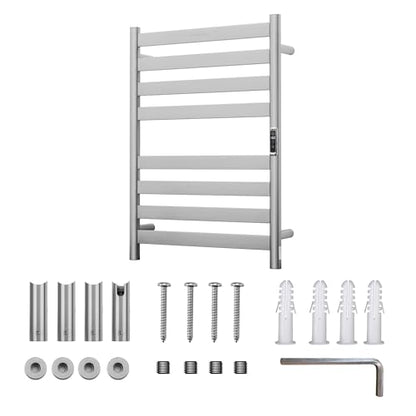 Heated Wall Mounted Electric Towel Warmer Rack,Timer & Temperature Control, 8 Bar Stainless Steel Towel Heater for Bathroom (Brushed, 8 Bars) - color: Brushed, size: 8 Bars