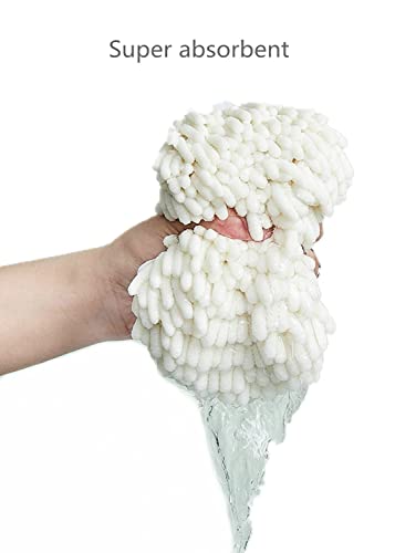 Ivymei 3 Pack Fuzzy Chenille Hand Towels Ball,Hanging Hand Towel with Loop for Kitchen Bathroom,Quick Dry Absorbent Hand Bath Towel(White) - color: White