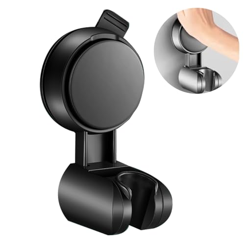 Resdenio Shower Head Holder - Strong Suction Cup No Drilling Showerhead Bracket Waterproof Handheld Shower Holder, Adjustable Wand Holder for RV, Kids, Bathroom (Black) - color: Black
