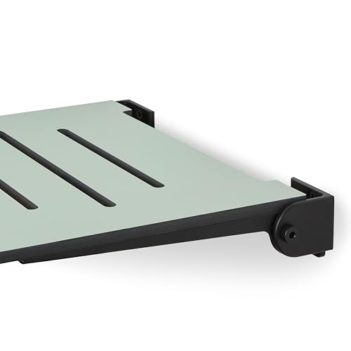 18 inch Silhouette Slimline Folding Wall Mount Shower Bench Seat, Sea Green Seat with Matte Black Frame - color: Sea Green Seat With Matte Black Frame