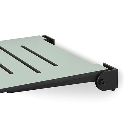 18 inch Silhouette Slimline Folding Wall Mount Shower Bench Seat, Sea Green Seat with Matte Black Frame - color: Sea Green Seat With Matte Black Frame