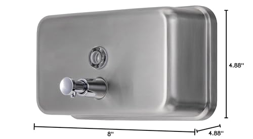 Horizontal Commercial Soap Dispenser Wall Mount, 304 Stainless Steel & Solid Brass Pump Core, Hand Soap Dispenser with Corrosion-Proof Lining for Bathrooms & Kitchens, 37oz/1100ml ADA Compliant - style: Horizontal