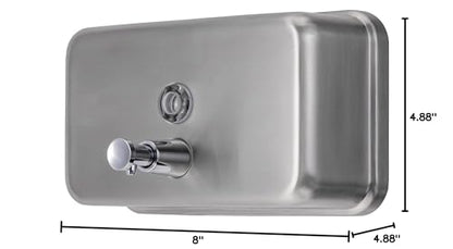 Horizontal Commercial Soap Dispenser Wall Mount, 304 Stainless Steel & Solid Brass Pump Core, Hand Soap Dispenser with Corrosion-Proof Lining for Bathrooms & Kitchens, 37oz/1100ml ADA Compliant - style: Horizontal