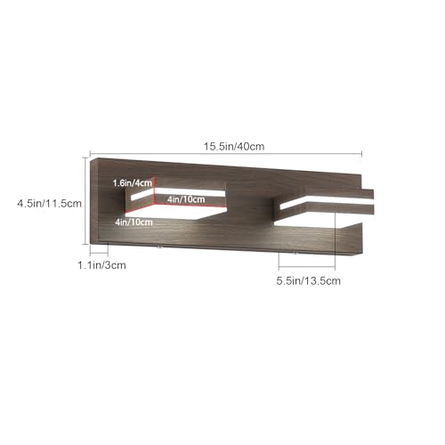 SineRise LED Modern Bathroom Vanity Light Fixtures, Modern Acrylic Bathroom Wall Lighting Fixtures Over Mirror, 2-Light, 15.5-Inch, Brown, 100%-0% White - color: Brown, 100%-0% White, size: 2-Light, 15.5-Inch