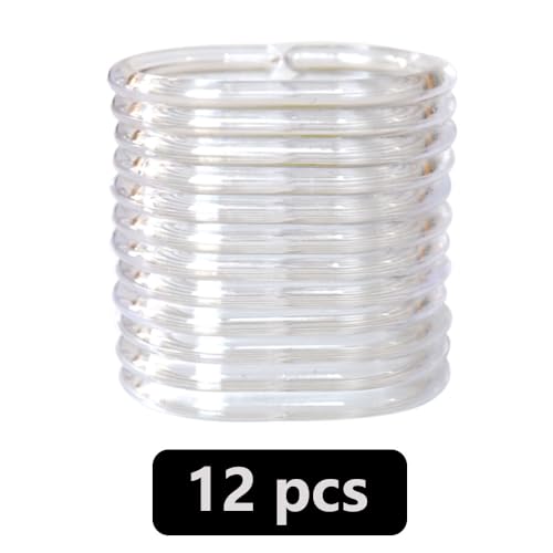 Plastic Shower Curtain Hooks C Shape Shower Curtain Rings for Bathroom Shower Rod Window Curtains Hanger (Clear, 12pack) - color: Clear, size: 12pack