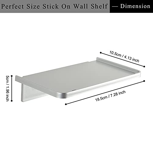 JDYOOMI Acrylic Floating Wall Shelves - Small Stick-on Wall Mounted Phone Shelf Holder Wipes Rack Smart Speaker Shelf for Bathroom,Kitchen,Toilet,Bedroom,Office - Sliver - color: Silver