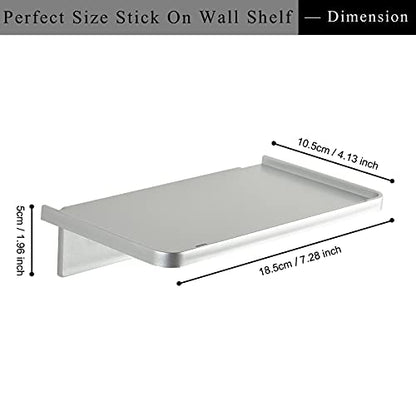 JDYOOMI Acrylic Floating Wall Shelves - Small Stick-on Wall Mounted Phone Shelf Holder Wipes Rack Smart Speaker Shelf for Bathroom,Kitchen,Toilet,Bedroom,Office - Sliver - color: Silver
