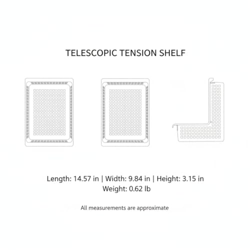 Adjustable Telescopic Tension Shelf for Under Sink Storage, No-Drill PP Plastic Cabinet Organizer Rack, White (1 Pack) - size: 14.57 x 9.84 x 3.15 in