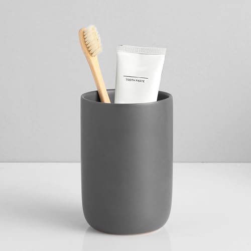 Toothbrush Holders for Bathrooms - 1 Cups Ceramic Toothbrush Toothpaste Holders, Grey Bathroom Tumbler Cups Reusable Toothbrush Mouthwash Cup, Bathroom Counter Organizer. - color: Grey, size: 1pcs