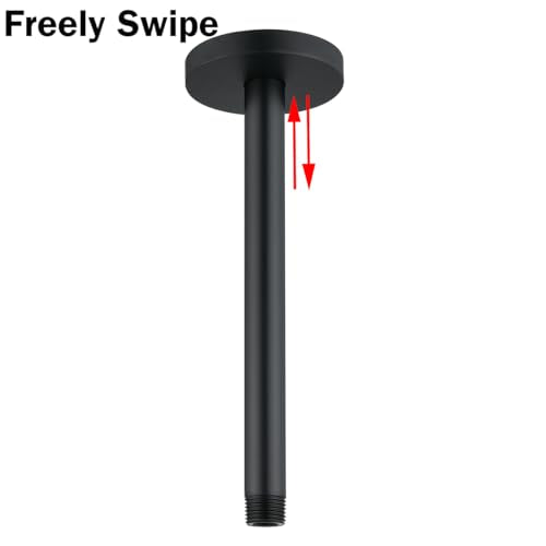 RANDOM Shower Arm with Flange,8 Inches Ceiling Mount Shower Head Extension Arm Straight Arm Ceiling-Mounted For Fixed Shower Head,Matte Black.RD91038-8MB - color: 8″ Matte Black(Round Flange)