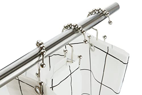 12PCS White Nickel Stainless Steel Shower Curtain Rings, Metal Double Glide Rollers Shower Hooks for Bathroom Shower Curtain Rods - color: White Nickel