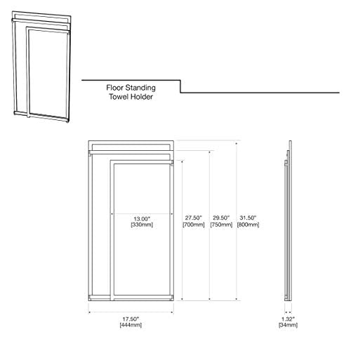 Gatco 1520MX Freestanding Towel Holder, Floor Standing Bathroom Towel Rack, Modern Open-Arm Design (Matte Black Finish)