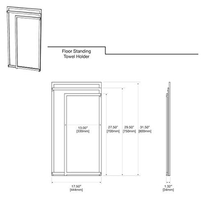Gatco 1520MX Freestanding Towel Holder, Floor Standing Bathroom Towel Rack, Modern Open-Arm Design (Matte Black Finish)