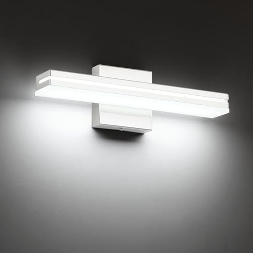 SineRise 16-Inch LED Modern Bathroom Vanity Light Bar, Chrome Modern Acrylic Bathroom Wall Lighting Fixtures Over Mirror (Cool White 6000K) - color: Chrome-Cool White, size: 16-Inch