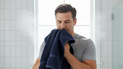 6 Piece 100% Cotton Bath Towel Set - 2 Bath - 2 Hand - 2 Face, Navy Blue | 100% Cotton • Thick & Plush • Hotel Quality • Ultra Soft • Highly Absorbent • Quick Dry • Low Lint • Machine Washable - color: Navy Blue