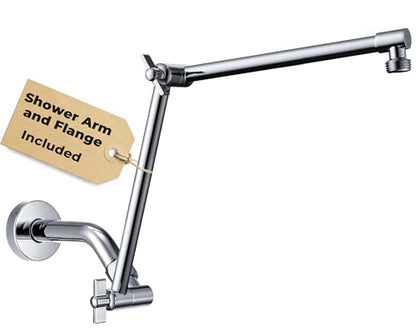 G-Promise 16 Inch Shower Extender with 6 Inch Shower Arm and Flange(Chrome) | Solid Brass Construction, Height and Angle Adjustable, Standard Connection Thread, All Installation Tools Included - color: Chrome, style: 16 Inch