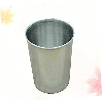 WOONEKY 2pcs Stainless Steel Water Tumbler Cups Versatile Bathroom Drinking Cups for Beverages Toothbrush Holder and Mouthwash Silver Finish