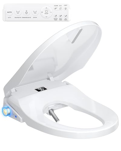 Bidet Toilet Seat Elongated, Electric Heated Seat with Instant Warm Water | Remote & Side Knob Control, Self-Clean Nozzle, Soft Close Lid, Night Light, Warm Air Dryer - color: White