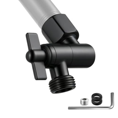 OFFO Shower Head Extension Arm, 2.4 in Shower Extension Arm with Locking Nut, Adjustable Height and Angle Shower Arm Extender, Universal G1/2 Connector for Fixed and Handheld ShowerHead, Matte Black - color: Matte Black, style: 2.4 in