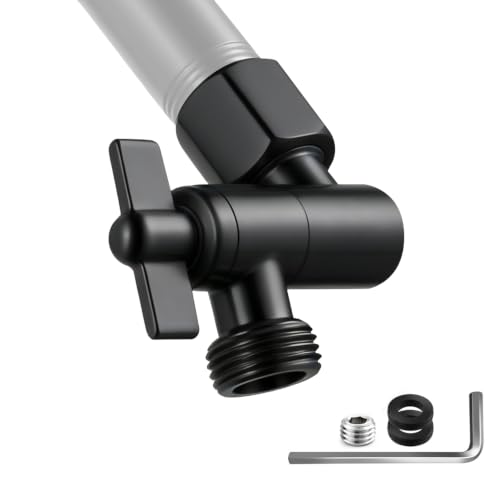 OFFO Shower Head Extension Arm, 2.4 in Shower Extension Arm with Locking Nut, Adjustable Height and Angle Shower Arm Extender, Universal G1/2 Connector for Fixed and Handheld ShowerHead, Matte Black - color: Matte Black, style: 2.4 in