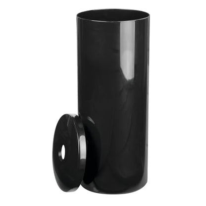 iDesign Freestanding Toilet Paper Canister with Lid, Black | For 3 Extra Rolls, Made in USA - color: Black, size: Pack of 1, style: Lid With Hole