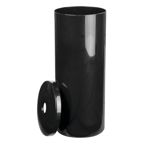 iDesign Freestanding Toilet Paper Canister with Lid, Black | For 3 Extra Rolls, Made in USA - color: Black, size: Pack of 1, style: Lid With Hole