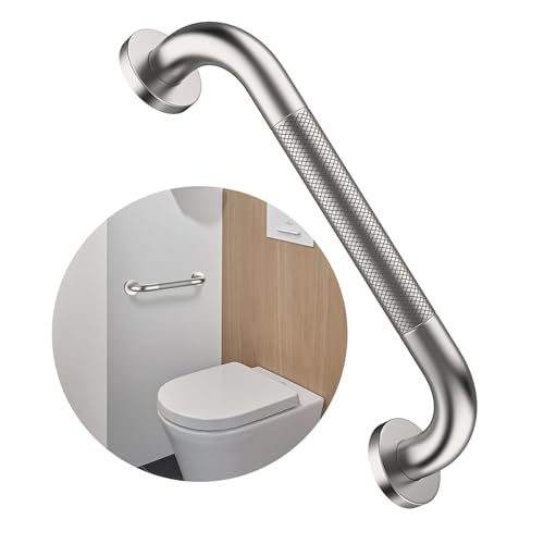12 Inch Anti Slip Grab Bars for Wall, Munzong Stainless Steel Shower Bars | Toilet Bars for Bathtubs and Showers Brushed Nickel Knurled Handicap Balance Bar Safety Hand Rail Support Elderly Senior - color: Satin Brushed Nickel, size: 12 Inch