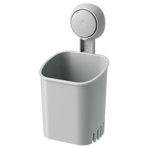 LEVERLOC Powerful Suction Cup Toothbrush Holder, Drill-Free Wall Shower Holder for Toothbrush, Toothpaste, Razor, Removable Suction Cup in Shower, Self-draining Kitchen Tableware Organizer, Gray - color: 1 Holder, Gray