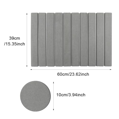 Foldable Stone Bath Mat with Round Coaster,23.62 x 15.35 inch Super Absorbent Diatomaceous Earth Mats,Collapsible Quick Dry Dish Drying Mat,for Dishes Bottles Cups Bathroom