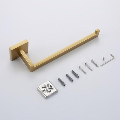 TASTOS Premium Stainless Steel Hand Towel Holder, Square Hand Towel Ring Heavy Duty Wall Mounted Modern Hand Towel Bar for Bathroom Kitchen, Brushed Gold - color: Brushed Gold