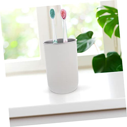Stainless Steel Toothbrush Storage Cup with Dual Layer Design Multi-Functional Mouthwash Gargling Cup for Boy Girl Capacity Space-Saving Bathroom Organizer - color: White