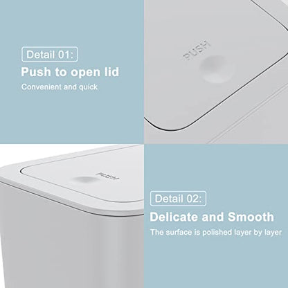 3 Pack 10 Liter / 2.6 Gallon Bathroom Trash Can, Small Trash Can with Lid, Garbage Can Waste Basket for Bathroom, Kitchen, Bedroom, Powder Room, Craft Room, Office, College (Gray) - color: Gray, size: 3 X 2.6 Gal