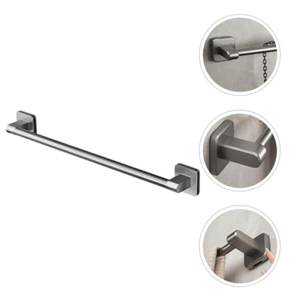 ULTECHNOVO Punch-Free Adhesive Towel Bar Holder 40Cm Gray Heavy Duty Wall-Mounted Towel Rail for Bathroom Kitchen and Laundry Room Storage