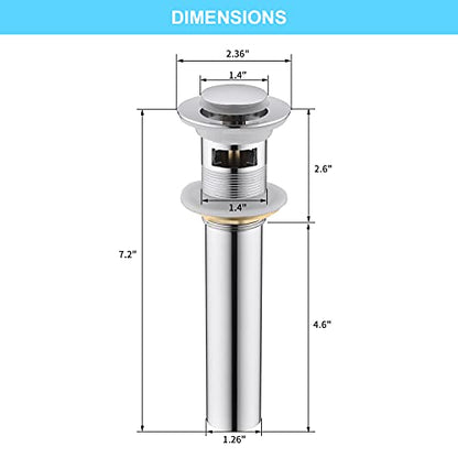 CREA Bathroom Sink Drain Chrome, Sink Stopper Pop Up Drain for Bathroom Vanity Kitchen Sink with Overflow - color: Chrome
