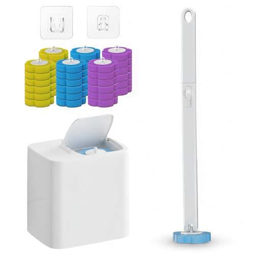 2026 New Disposable Toilet Brush, Disposable Toilet Cleaning System, Ocean/Lemon/Lavender 3 Aromatherapy, Includes Disposable Cleaning Stick, Storage Box and Scented Refill Tabs (White-Mix*36) - color: White-mix*36
