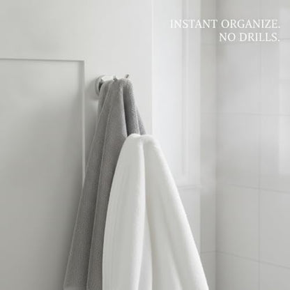 Wall Hook Stainless Steel Adhesive Mount for Bathroom Tile and Glass, Drill-Free Holder for Wet Towels and Robes (1 Piece) - size: 2.64 x 1.97 x 1.65 in