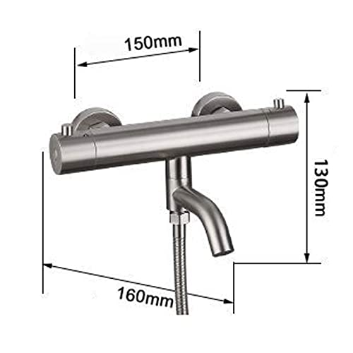 Thermostatic Shower System Stainless Steel, Wall Mounted Shower Set Modern with Shower Head Hose Tap, Adjustable Shower Mixer Set for Bathroom Hotel