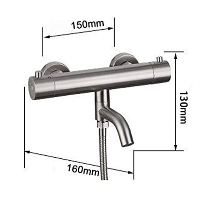 Thermostatic Shower System Stainless Steel, Wall Mounted Shower Set Modern with Shower Head Hose Tap, Adjustable Shower Mixer Set for Bathroom Hotel