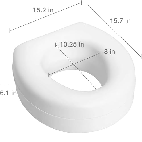 HealthSmart Enhanced Comfort 5" Raised (Round) Toilet Seat Risers for Seniors 5 Slip Resistant Pads FSA/HSA Eligible Padded Toilet Seat Elevation 15.7 x 15.2 x 6.1 - style: New and Improved
