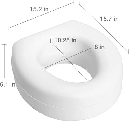 HealthSmart Enhanced Comfort 5" Raised (Round) Toilet Seat Risers for Seniors 5 Slip Resistant Pads FSA/HSA Eligible Padded Toilet Seat Elevation 15.7 x 15.2 x 6.1 - style: New and Improved