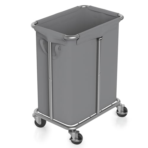 Hodonas Laundry Basket with Wheels, Rolling Laundry Hamper, 46 Gallons (170L), Removable and Machine Washable Liner, Steel Frame, Large Laundry Cart for Laundry Room, Bedroom, Bathroom, Dorm - Grey - color: Gray